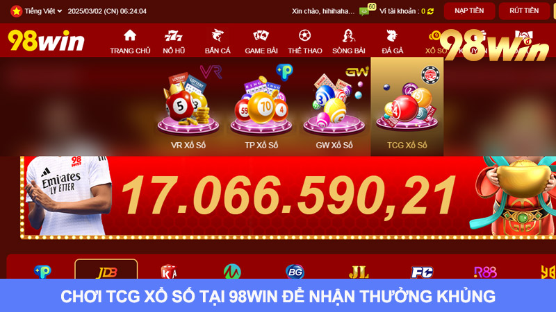 Nhiều ưu điểm khi chơi xổ số TCG tại 98win